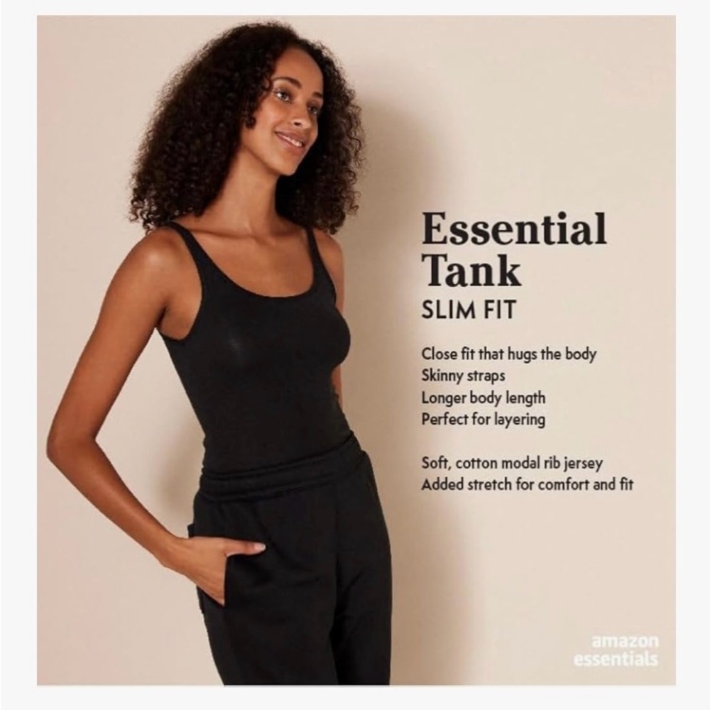 New Amazon Essentials Black Slim Fit Tank Top